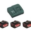 Metabo Accessoires 18 Volt 685049000 Pack Batterie 3 X 18V 4.0Ah Li-Ion + Chargeur ASC30-36