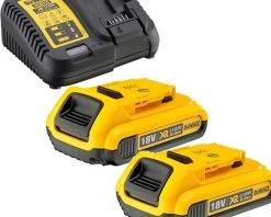 DeWalt Accessoires 18 Volt DCB115D2-QW Pack 2 Batteries XR 18V 2Ah Li-Ion + Chargeur
