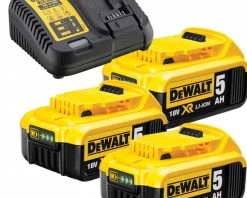 DeWalt Accessoires 18 Volt DCB115P3-QW Pack 3 Batteries XR 18V 5Ah Li-Ion + Chargeur