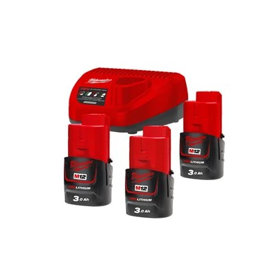 Milwaukee Accessoires 12 Volt M12 NRG-303 M12™ NRG Pack - 3 X Batterie 12V 3.0Ah + Chargeur C12C 4933459207 -Lot de batterie Soldes m12 nrg 303 m12t nrg pack 3 x batterie 12v 3 0ah chargeur c12c 4933459207