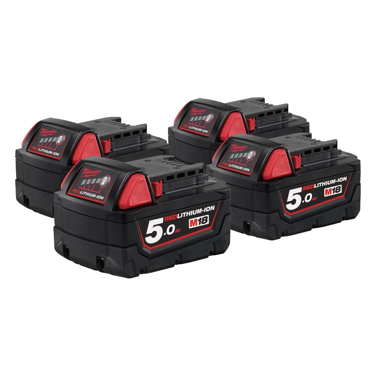 Milwaukee Accessoires M18 B5 4-pack 4 X Batterie 18 Volt 5.0Ah Li-Ion 1 Milwaukee Accessoires M18 B5 4-pack 4 X Batterie 18 Volt 5.0Ah Li-Ion