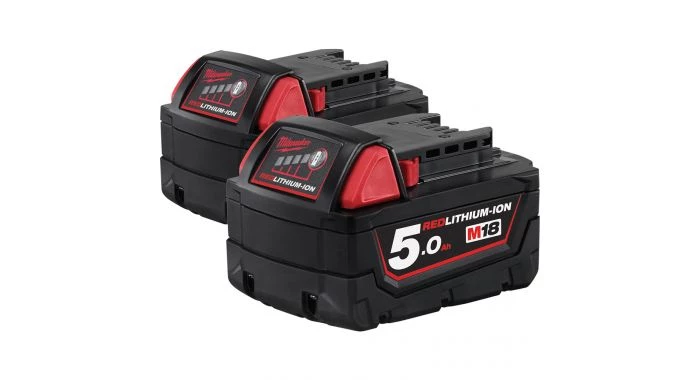 Milwaukee Accessoires M18 B5 Duopack - 2 X Batterie 18 Volt 5.0Ah Li-Ion 1 Milwaukee Accessoires M18 B5 Duopack - 2 X Batterie 18 Volt 5.0Ah Li-Ion