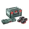 Metabo Accessoires 18 Volt Pack Batterie 4 X 18V LiHD 10.0Ah + Chargeur ASC 145 DUO Dans MetaBox 685143000