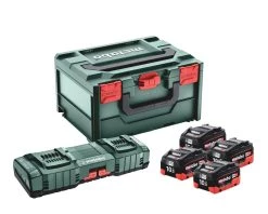 Metabo Accessoires 18 Volt Pack Batterie 4 X 18V LiHD 10.0Ah + Chargeur ASC 145 DUO Dans MetaBox 685143000