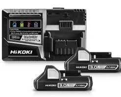 HIKOKI Accessoires 18 Volt UC18YSL3WC2 Booster Pack 2 X 18V 3.0Ah Li-ion Battery And UC18YSL3 Quick Charger