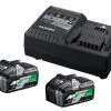 HIKOKI Accessoires 36 Volt UC18YSL3WFZ Booster Pack - 2 X BSL36B18 Batterie Multivolt 36V 4.0Ah/ 18V 8.0Ah Li-Ion + Chargeur Rapide UC18YSL3